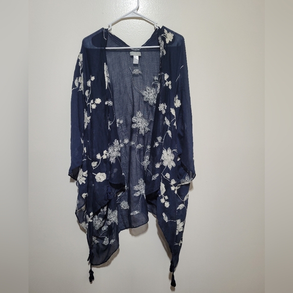 Demdaco Other - Demdaco Floral Embroidered‎ Navy Coverup